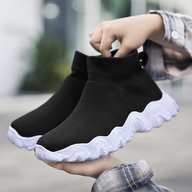 Damen High-Top Sneakers mit elastischem Strick-Obermaterial und rutschfester Sohle EB