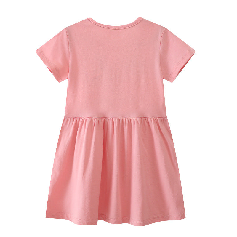 Mädchen Baumwollkleid mit floralem Design und funkelnden Applikationen EB