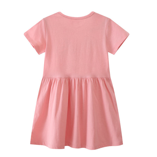 Mädchen Baumwollkleid mit floralem Design und funkelnden Applikationen EB