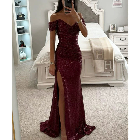 Damen Abendkleid mit schimmernden Pailletten EB