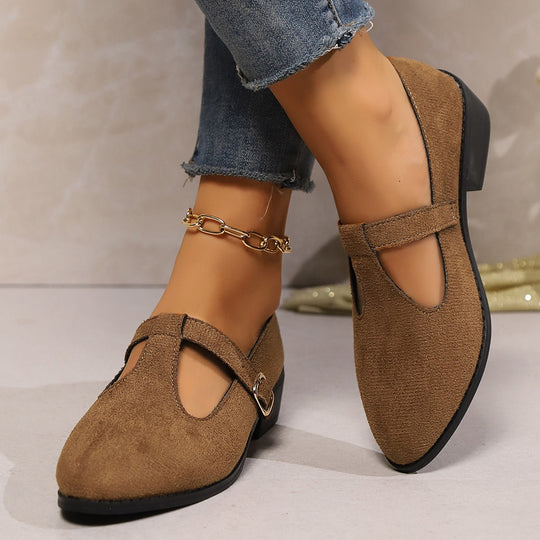 Damen Klassische Ballerinas mit elegantem Riemen EB