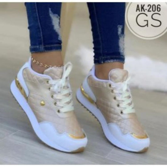 Damen Sportliche Sneakers mit metallischen Akzenten und atmungsaktivem Obermaterial EB