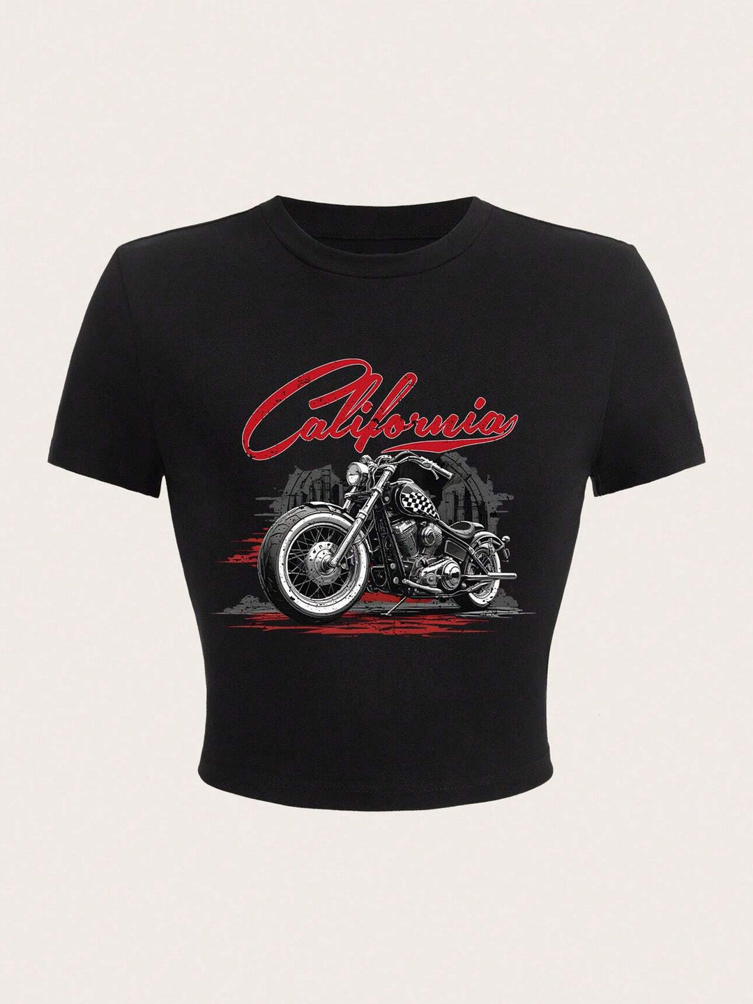 Damen Kurzarm T-Shirt mit auffälligem Motorrad-Design EB