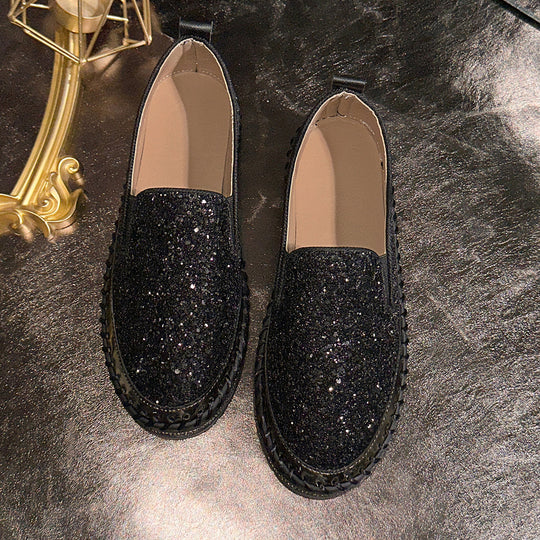 Damen Glitzernde Slip-On Sneakers mit flexiblem Sohlenprofil EB