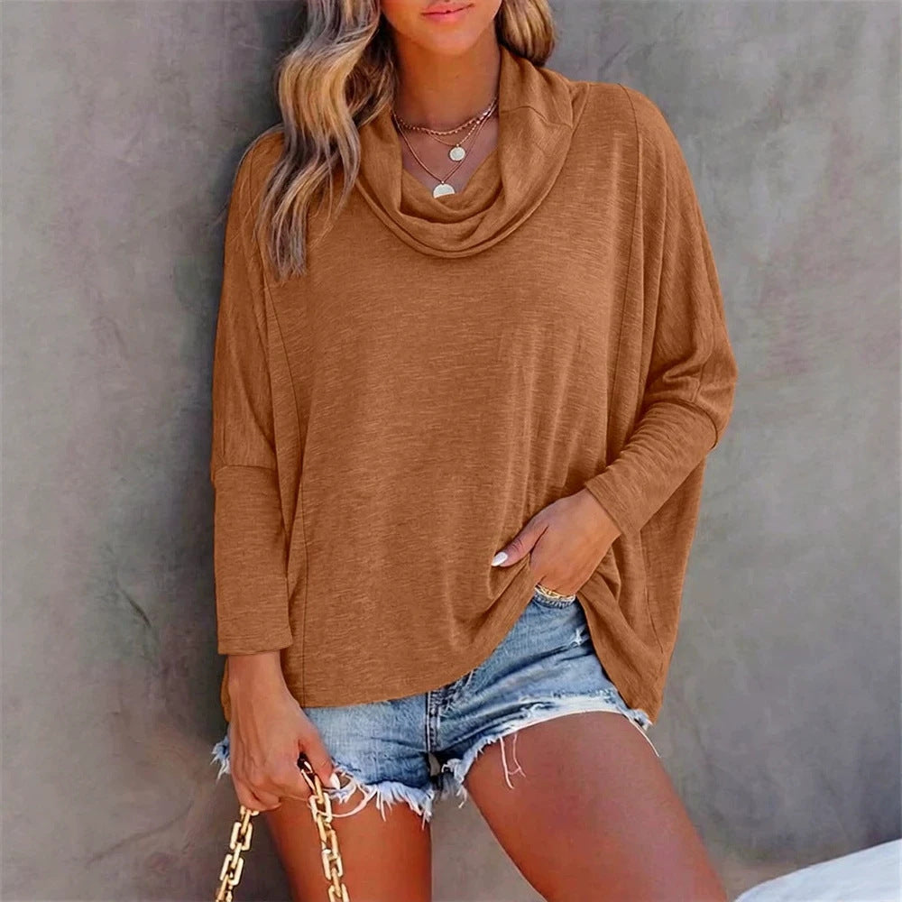 Damen Oversized Schalkragen-Longsleeve mit Fledermausärmeln EB