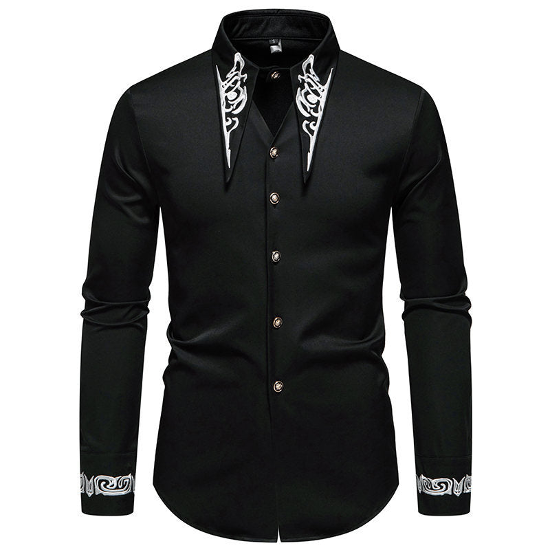 Herren elegante Langarmhemd mit kunstvollem Kragen EB
