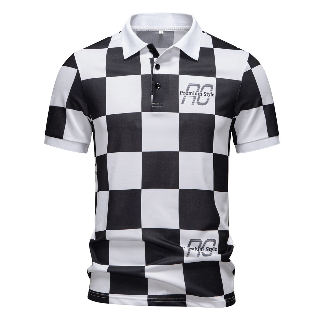 Herren Polo-Shirt mit kariertem Muster und modernem Kragen EB