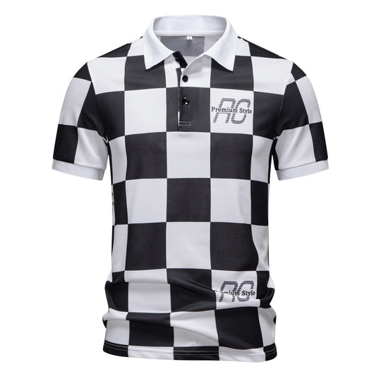 Herren Polo-Shirt mit kariertem Muster und modernem Kragen EB