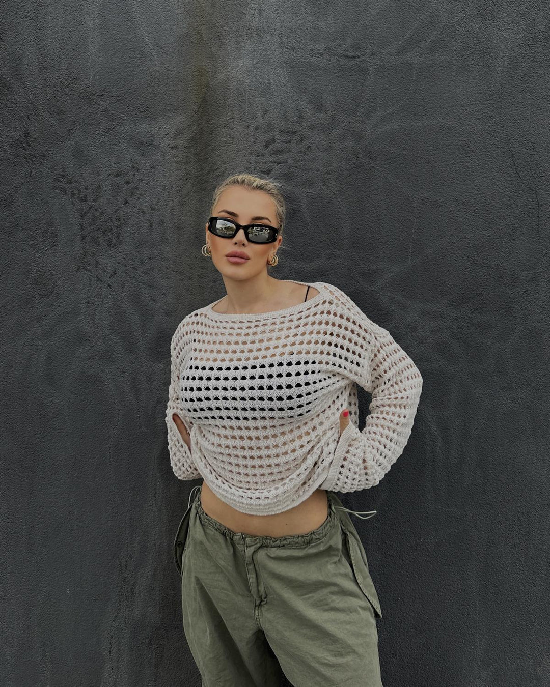 Damen luftiger Netzpullover EB