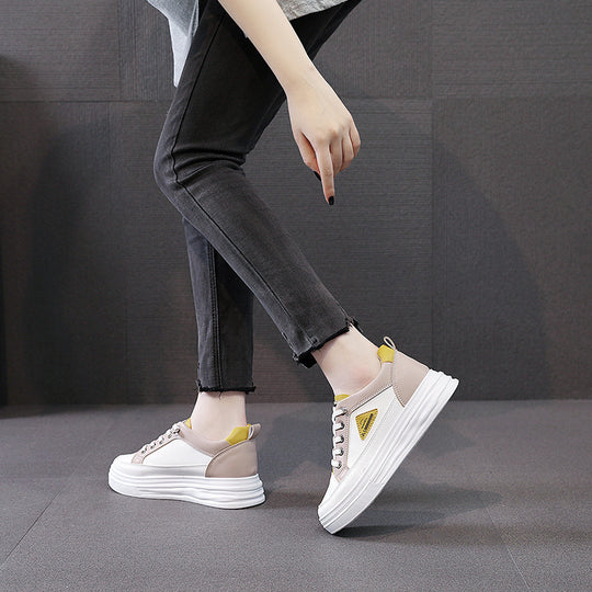Damen stylische Plateau-Sneaker mit atmungsaktivem Obermaterial und rutschfester Sohle EB