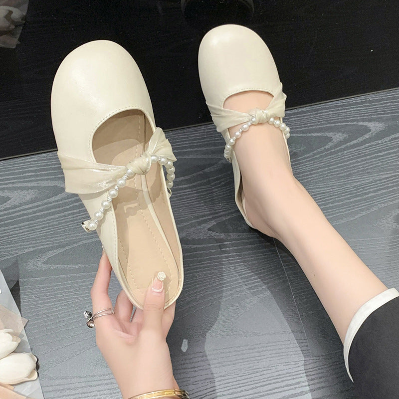 Damen Elegante Mules mit perlenverziertem Riemen EB
