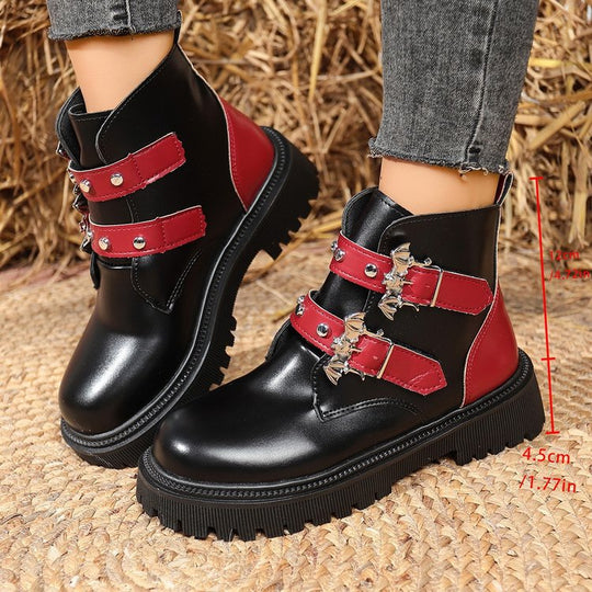 Damen Stiefeletten mit modischen Schnallen und robustem Profil EB