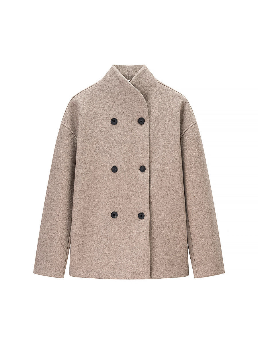 Damen elegante Winterjacke mit doppelter Knopfleiste und Stehkragen EB
