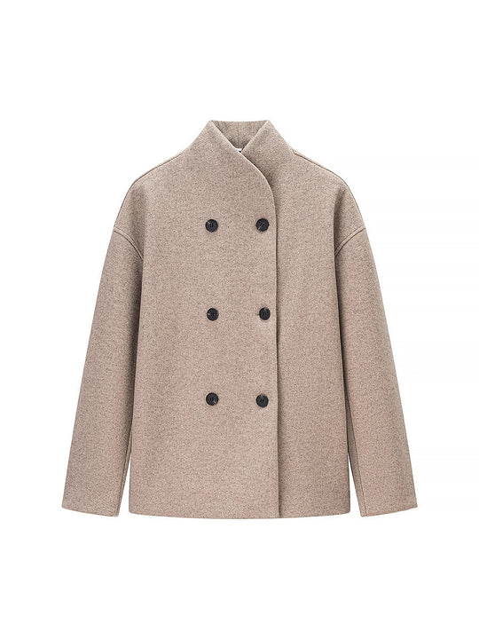 Damen elegante Winterjacke mit doppelter Knopfleiste und Stehkragen EB