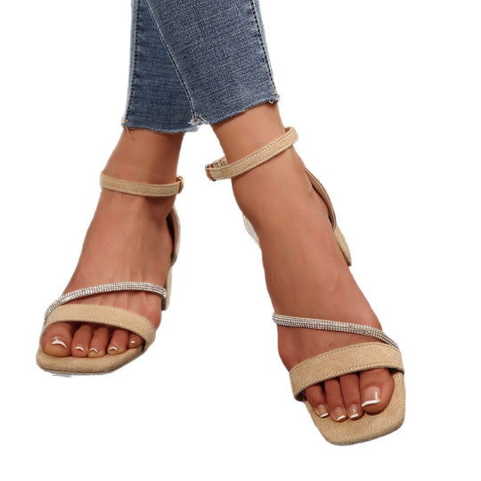 Damen elegante Sandalen mit funkelnden Strassdetails EB