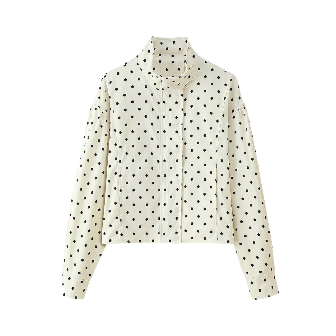 Damen cropped Steppjacke mit modernem Polka-Dots-Design EB