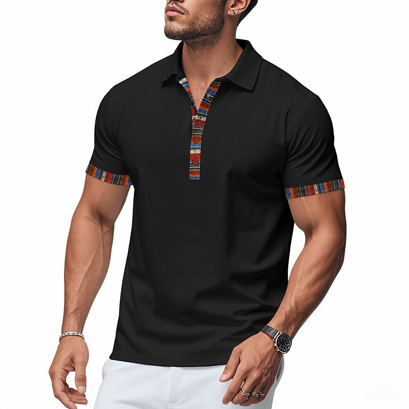 Herren Polo-Shirt mit buntem Kragen und strukturierter Optik EB