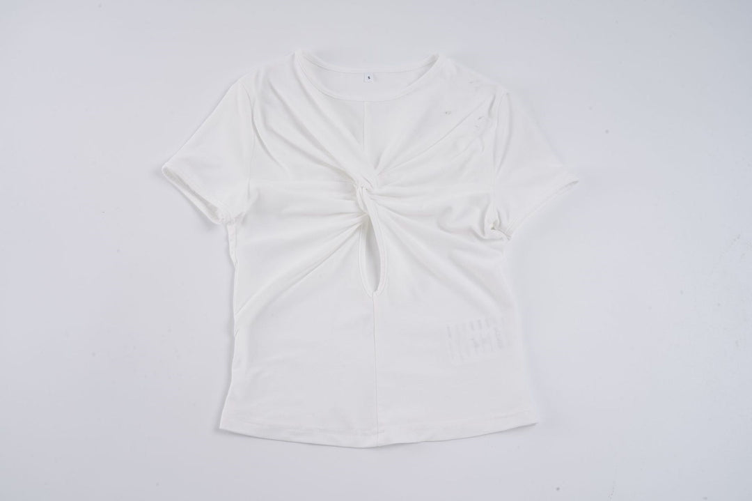 Damen Kurzarmshirt mit raffiniertem Knotendesign EB