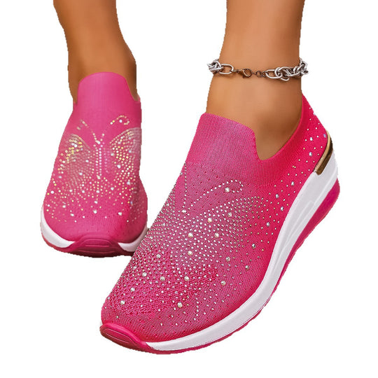 Damen Sneakers mit funkelnden Akzenten und elastischem Strickoberteil EB