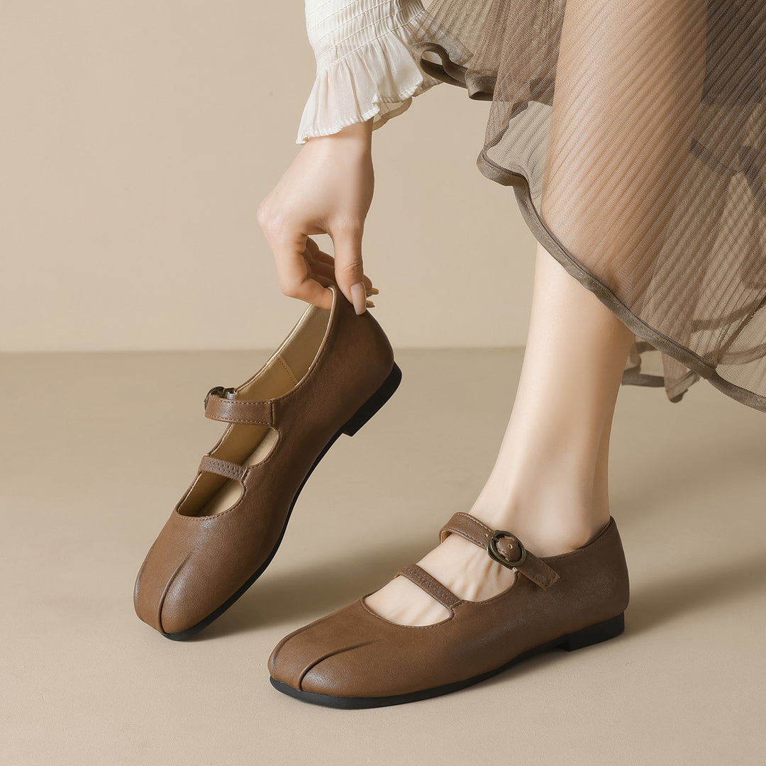 Damen Ballerinas mit eleganter Schnalle und hochwertigem Leder EB