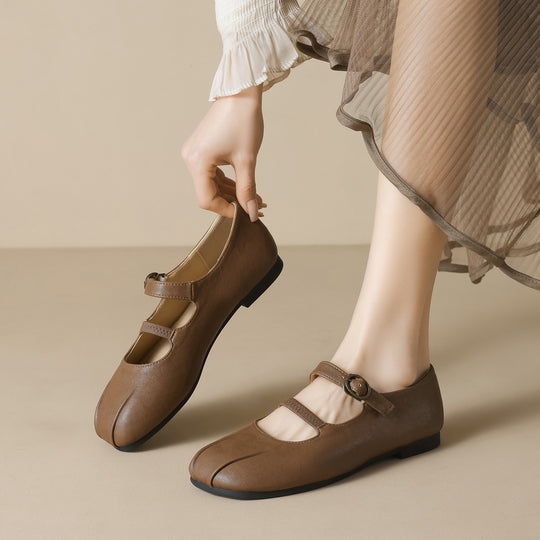 Damen Ballerinas mit eleganter Schnalle und hochwertigem Leder EB