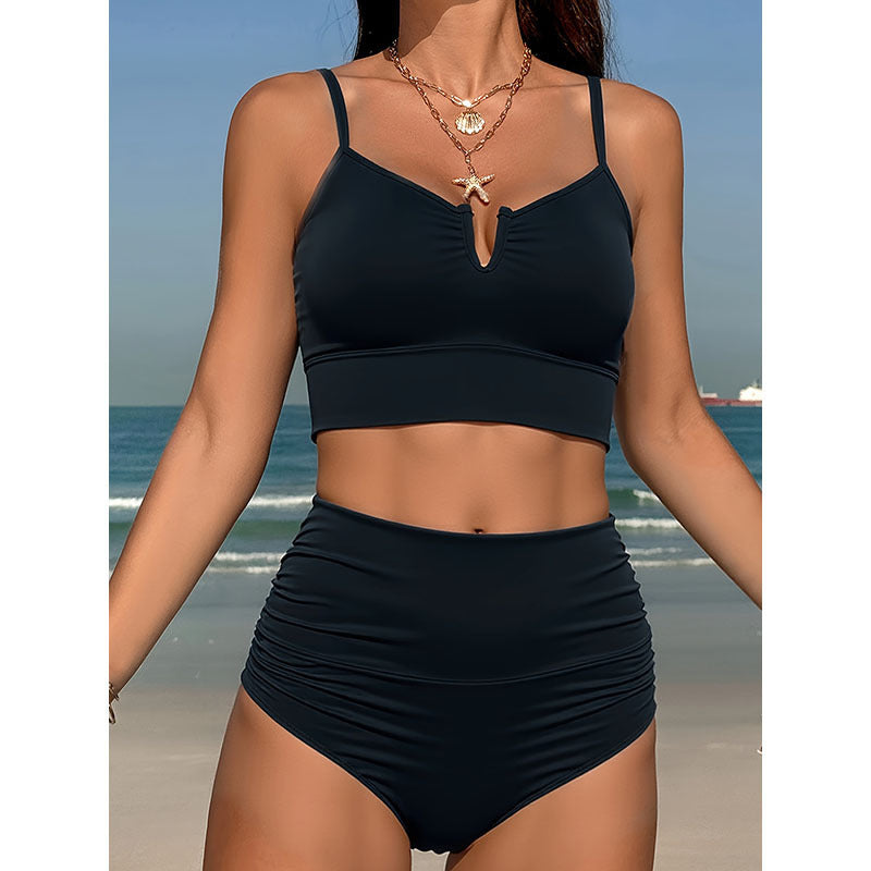 Damen Hochgeschnittener Bikini mit raffiniertem Oberteil und elastischem Bund EB