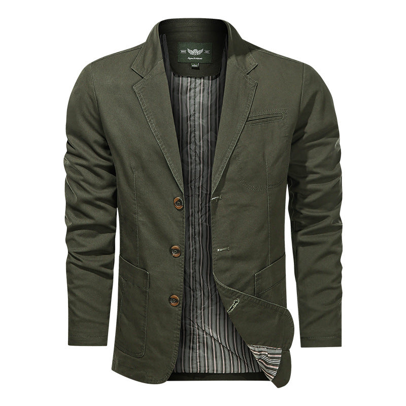 Herren  leichtes Baumwollblazer Sakko mit gestreiftem Innenfutter EB