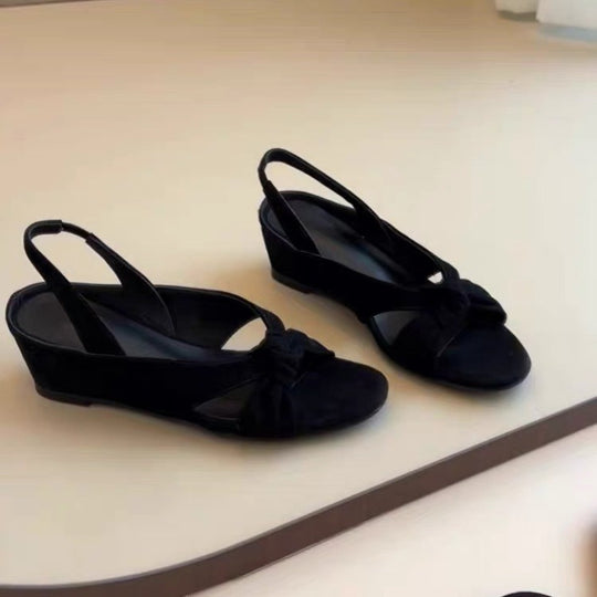 Damen Elegante Keil-Sandalen mit Knoten-Detail EB