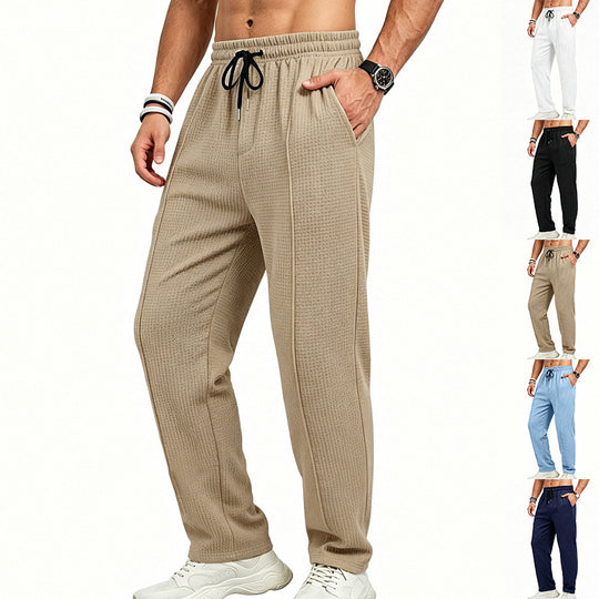 Herren Texturierte Relax-Fit Jogginghose mit Bügelfalte und Kordelzug EB