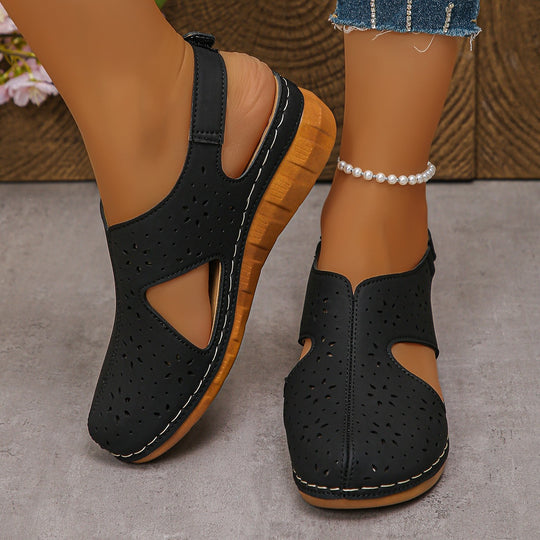 Damen Komfortable Sommer-Sandalen mit atmungsaktiver Oberflächenstruktur und rutschfester Sohle EB