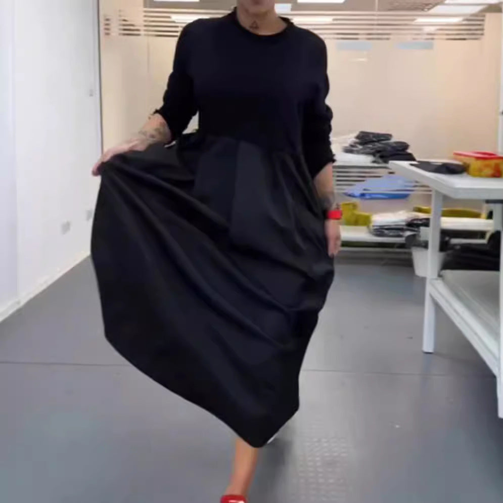 Damen Maxikleid mit lässigem Schnitt und praktischem Taillenregulierungsband Heidi-Mode