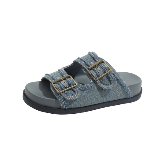 Damen Komfortable Sandalen mit doppeltem Schnallenverschluss EB