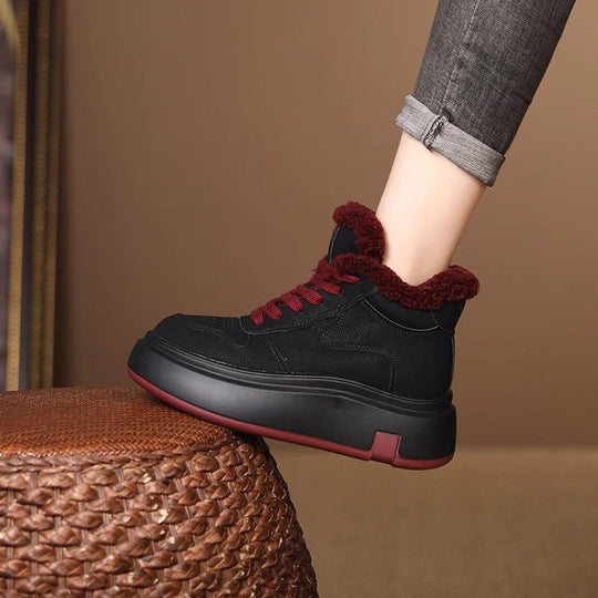 Damen High-Top Sneakers mit kuscheligem Fellrand und dämpfender Sohle EB