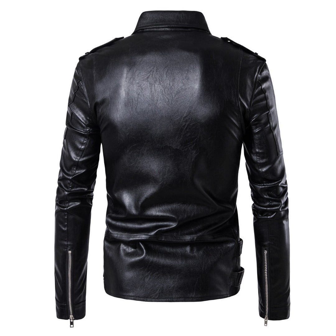 Herren Leder Bikerjacke mit robusten Reißverschlüssen EB