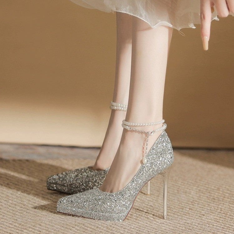 Damen Glitzernde High Heels EB