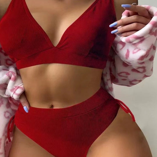 Damen Triangel-Bikini mit verstellbaren Trägern und hohem Bund EB