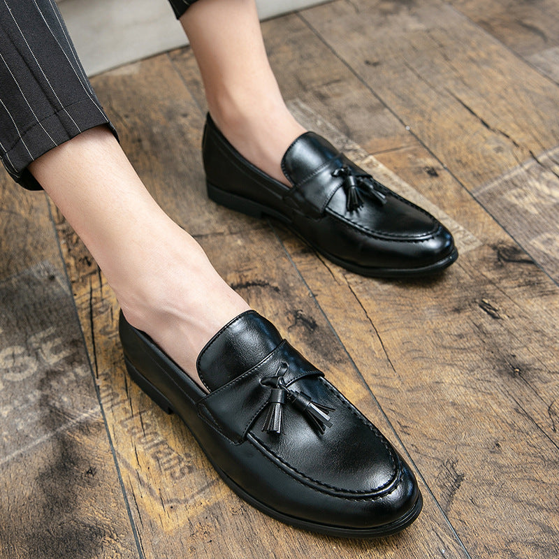 Herren klassische Tassel-Lederloafer mit Mokassinnaht, gepolsterter Komfortinnensohle und rutschfester Gummilaufsohle EB