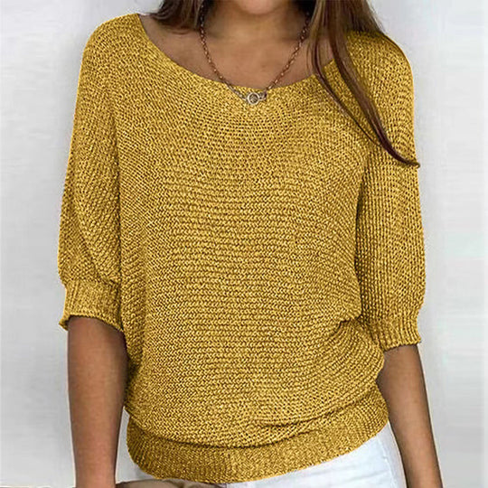 EB | Lässiger Strickpullover mit Weitem Ausschnitt Weich und Bequem Perfekt für Den Alltag