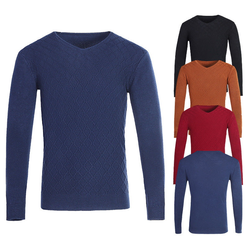 Herren V-Ausschnitt Pullover mit Strukturmuster EB