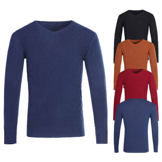 Herren V-Ausschnitt Pullover mit Strukturmuster EB