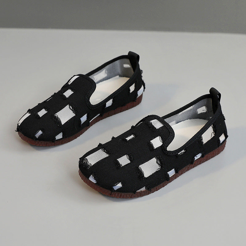 Damen luftige Slip-On Schuhe mit modischem Lochdesign EB