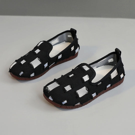 Damen luftige Slip-On Schuhe mit modischem Lochdesign EB