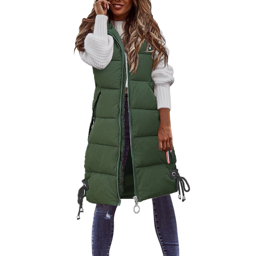 Damen Modische Steppweste mit praktischen Taschen und verstellbarem Gummizug EB