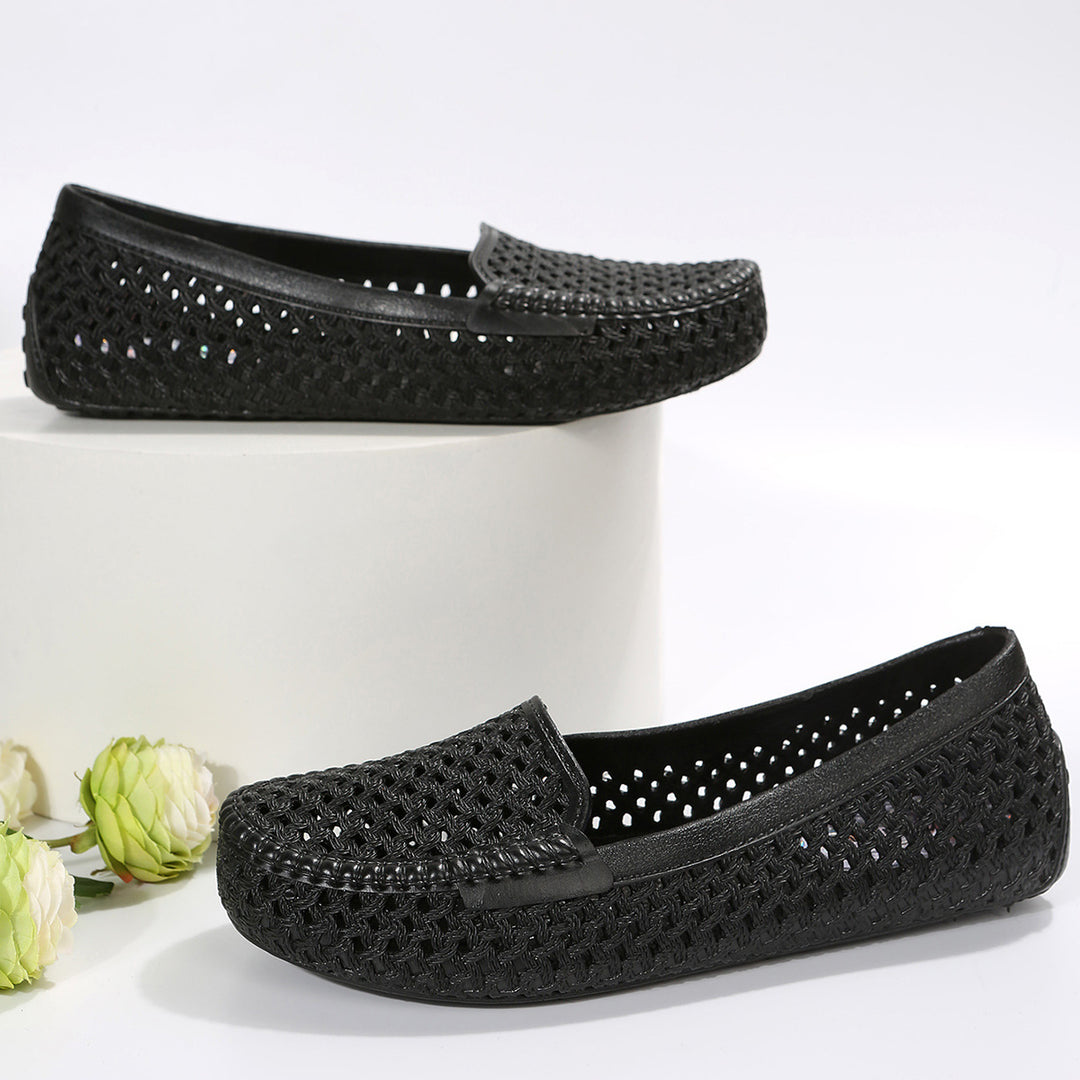 Damen geflochtene Slipper mit elastischem Einsatz EB