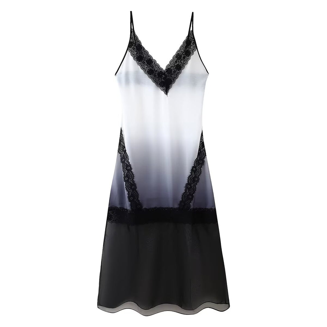 Damen Nachtkleid mit eleganter Spitzenverzierung und gradientem Farbverlauf EB
