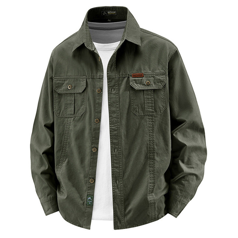 Herren nan leichte Overshirt-Jacke mit Klappbrusttaschen und klassischem Hemdkragen EB