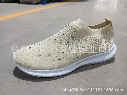 Damen nan sockenähnliche Strick-Sneaker mit Kristallapplikationen und flexibler Leichtsohle EB