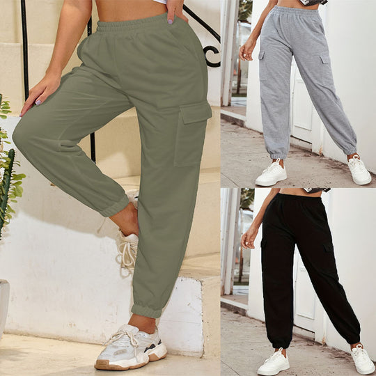 Damen Cargo-Hose mit elastischem Bund und praktischen Taschen EB