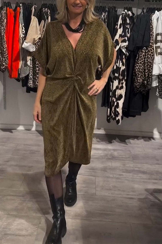 Damen Elegantes Wickelkleid mit strukturiertem Stoff und Taillengürtel EB