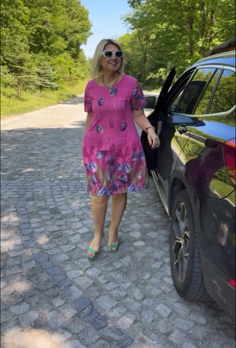 Damen Sommerkleid mit floralen Motiven EB
